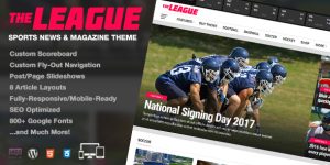 Create a stunning sports news site with The League WordPress theme. Features customizable designs