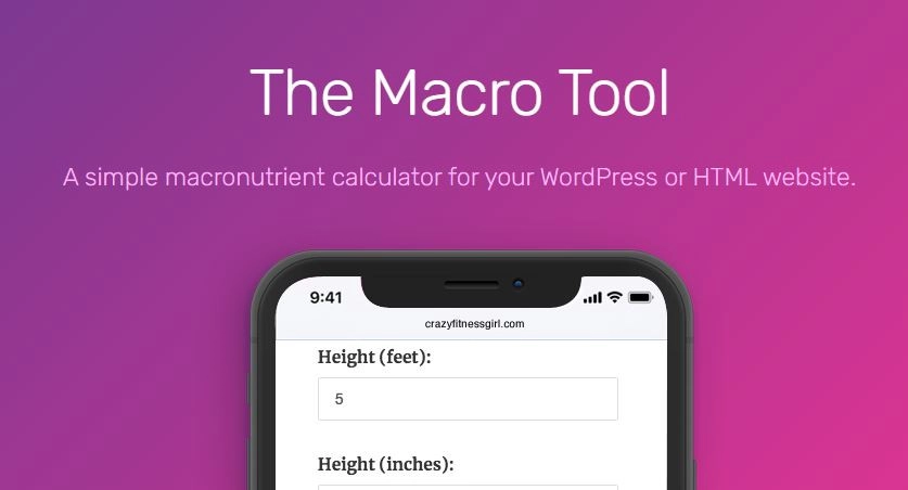 A simple macronutrient calculator for your WordPress or HTML website.