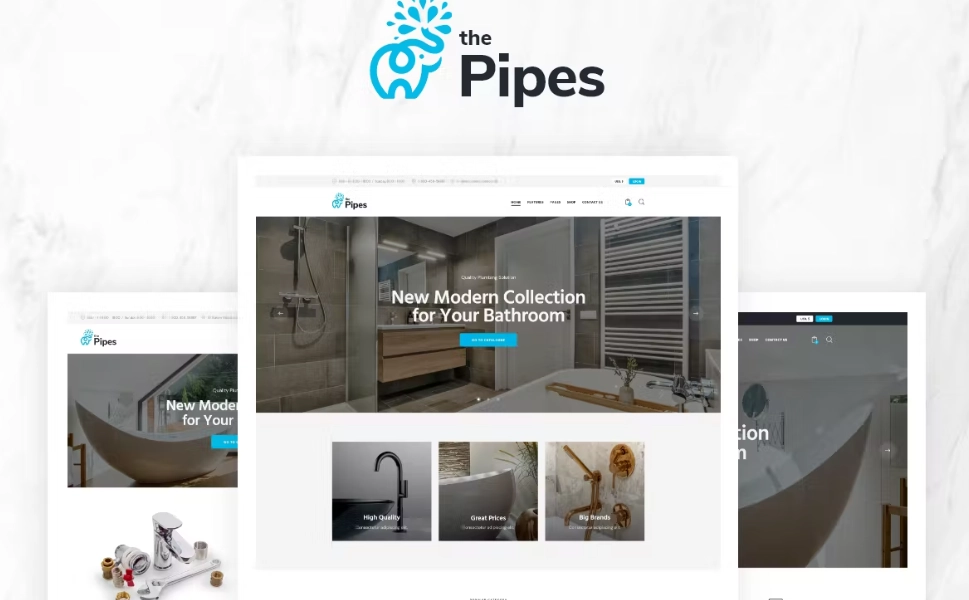 The Pipes e-Commerce WordPress Theme is a modern  stylish solution for plumbing parts shop  Tools  Accessories Woocommerce shop. Also it is great for any home repair and maintenance business