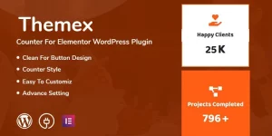 Themex Counter For Elementor is a counter Style plugin. You can use the counter with any kind of WordPress Theme