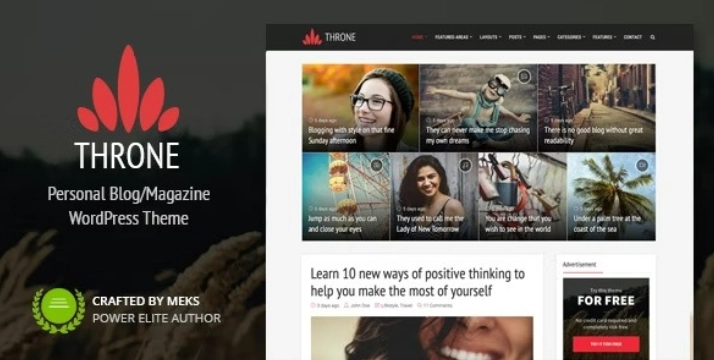 Throne is a responsive WordPress theme for personal blogs