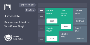 Timetable is a powerful and easy-to-use schedule plugin for WordPress. It will help you to create a timetable view of your events in minutes! It is perfect for your gym classes