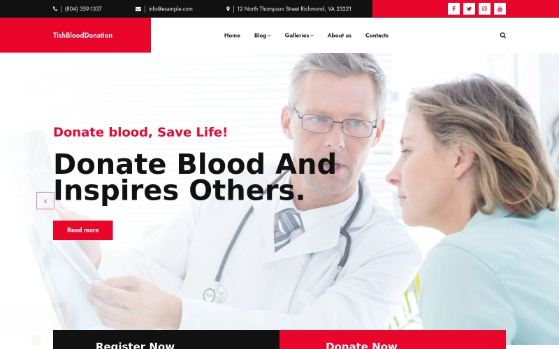 TishBloodDonation is a WordPress theme developed and designed for Blood Donation websites with light and elegant design in purple