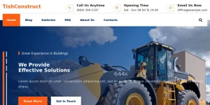 TishConstruct is a WordPress theme designed to be used for a Construction company websites. Features include a customizable header with welcome text