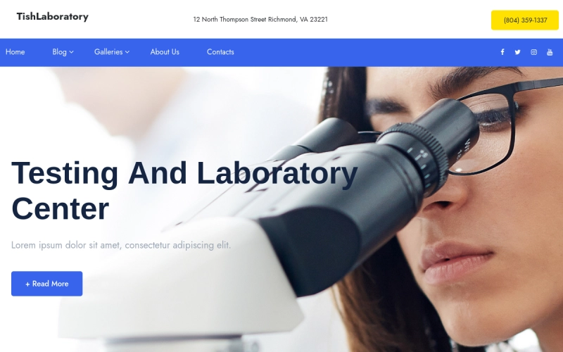 TishLaboratory is a WordPress theme developed to be used for Laboratory and Science Research websites. The formal design in blue