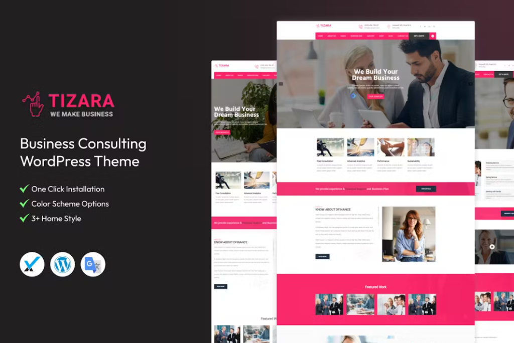 Unlock your business potential with Tizara - the ultimate Business Consulting WordPress Theme. Featuring a sleek design