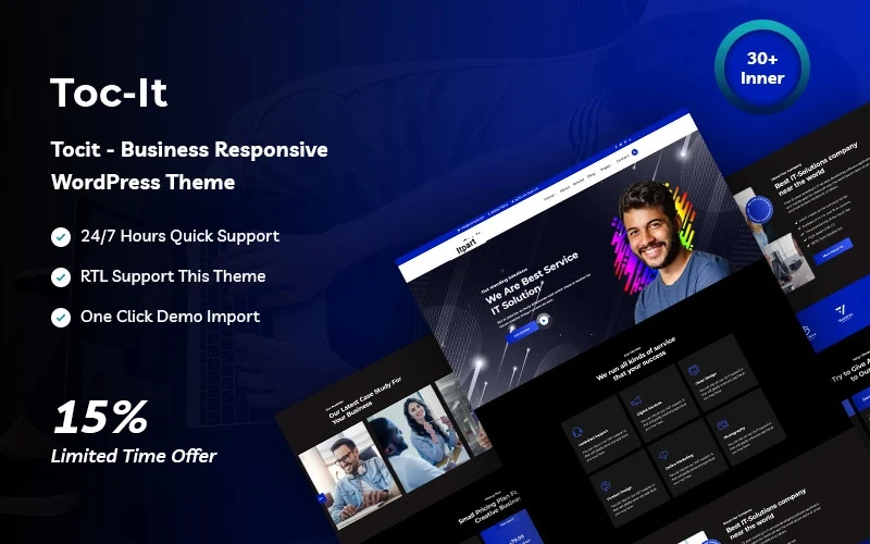 Tocit is a new Business responsive WordPress theme. this is a all new design and clean look. there have a greatly of functions and best shape in the theme. the theme fully supports RTL version. you can change just one click all color. we create the theme by elementor page…