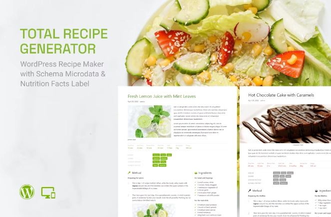 Total Recipe Generator is a Gutenberg block plugin for creating online recipe content with Schema microdata and Nutrition Facts. Make your recipe content stand apart with clear steps and precise information with this plugin. With Total Recipe Generator