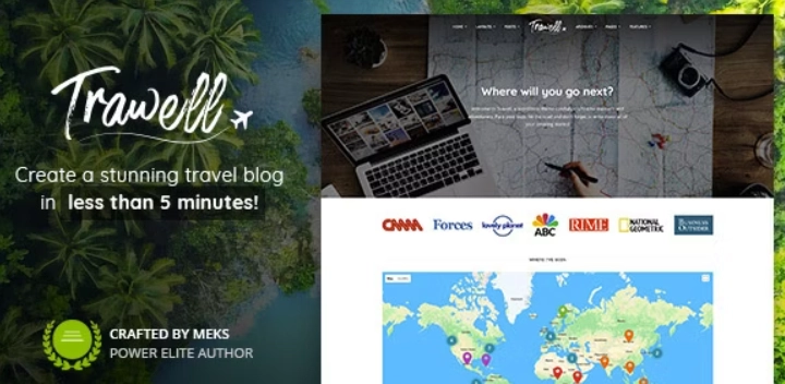 Trawell is a professional travel blog WordPress theme carefully designed to help you create a stunning travel blog