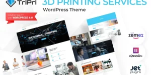 The TriPri is a premium 3D printing services WordPress theme with eye-catching imagery and clean typography. The theme comes with an Elementor page builder