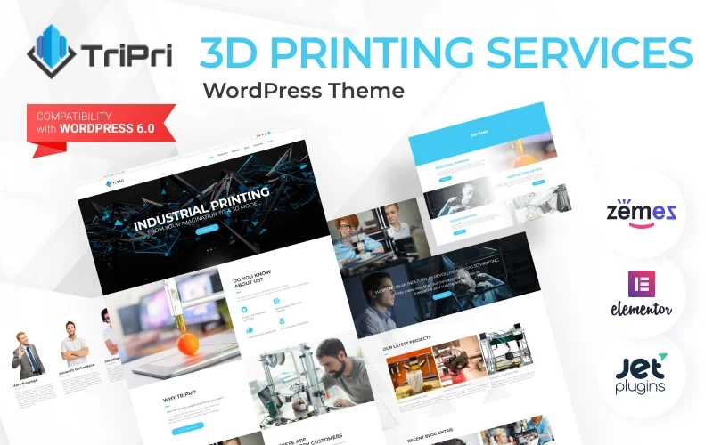 The TriPri is a premium 3D printing services WordPress theme with eye-catching imagery and clean typography. The theme comes with an Elementor page builder