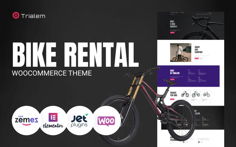 Present your bike rental services in the most stylish and engaging way with Trialem theme. There are pre-made pages