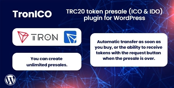 Effortlessly manage TRC20 token presales with TronICO's user-friendly WordPress plugin. Simplify your ICO/IDO projects and launch with ease!