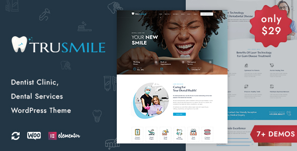 Upgrade your dental clinic's online presence with the TruSmile Dentist WordPress Theme. Subscribe to Bevaultx for access to this and more premium themes!