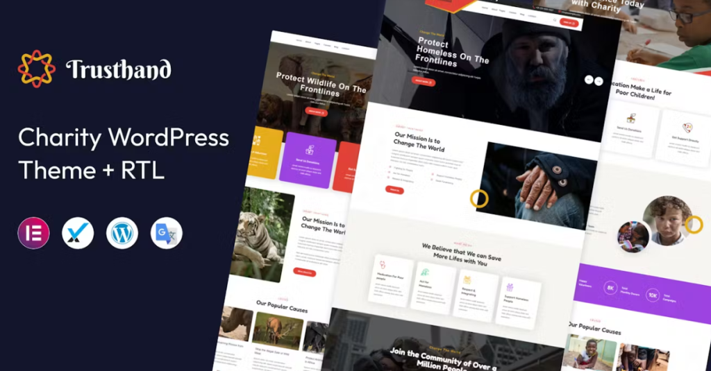 Discover Trusthand – the ultimate Charity WordPress Theme designed for nonprofits and fundraising. With customizable layouts