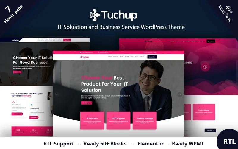 Tuchup - It Solution Service and Business WordPress Theme. It is also a good choice for any Startup or Small Agency that focuses on Digital Industry. if you are going to run a technology or software website