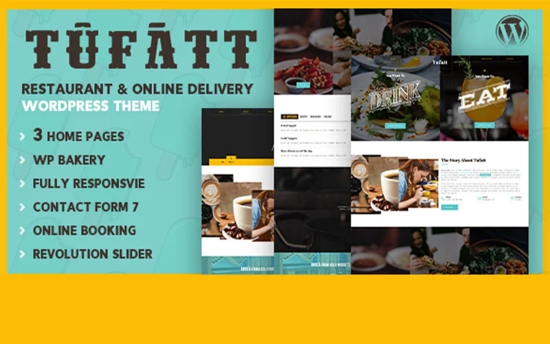 Tufatt –Restaurant WordPress theme is a complete package for restaurants  Cafe. Tufatt WordPress theme is packed with over 25 pages including reservation page