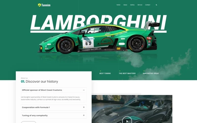 Tunnim is a creative Car Tuning WordPress theme. Promote your auto services in a proper way with a help of this stylish