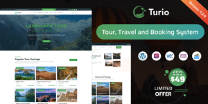 Turio is an updated modern-age WordPress template for tour and tourism business purpose. This template describes many destinations for traveling with booking options which are very impressive. It has added gallery features so anyone can get a clear idea about their destinations. This template has two wonderfully designed home pages…