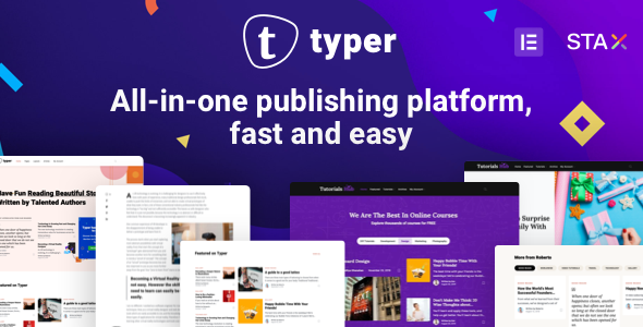 Typer: Amazing Blog and Multi-Author Publishing Theme - Elevate Your WordPress Site! The Typer: Amazing Blog and Multi-Author Publishing Theme is the perfect solution for anyone looking to create an eye-catching blog or a multi-author publishing platform. With its sleek design and robust functionality