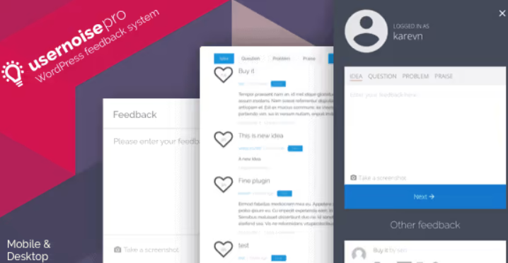 Usernoise Pro is a minimalistic WordPress plugin for gathering and discussing users feedback thus engaging them into communication.