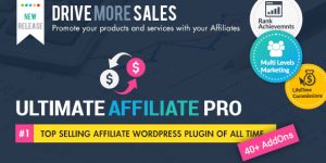 Ultimate Affiliate Pro is the newest and most completed Affiliate WordPress Plugin that allows you to provide a premium platform for your Affiliates with different rewards and amount based on Ranks or special Offers.