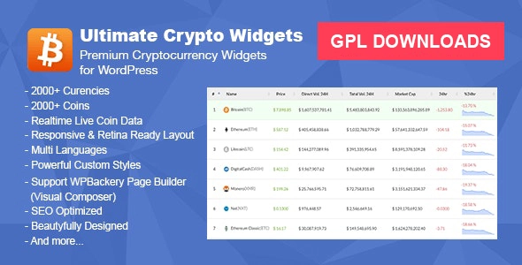 Unlock the power of cryptocurrency with Ultimate Crypto Widgets! This WordPress plugin lets you create a Coinmarketcap-like website