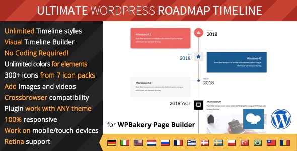 This plugin allows you to easily add Roadmap and Timelines to your WordPress website from WPBakery Page Builder (formerly Visual Composer plugin). WPBakery Page Builder plugin must be installed on your site to use our plugin.