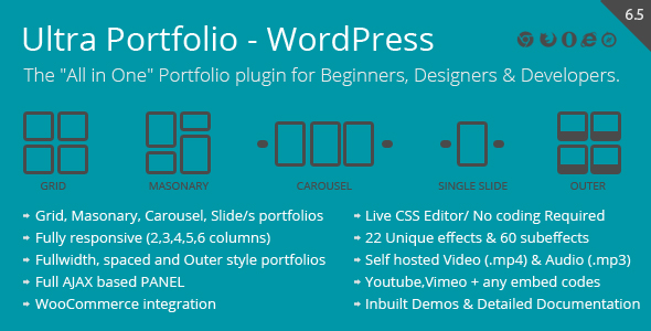 Ultra Portfolio is a WordPress plugin used to build portfolios in any  desired layout with ease. Grid