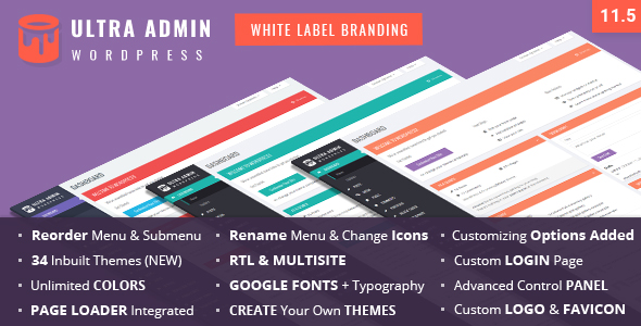 Ultra Admin brings your WordPress Admin Panel to LIFE. Along with White Label Branding features