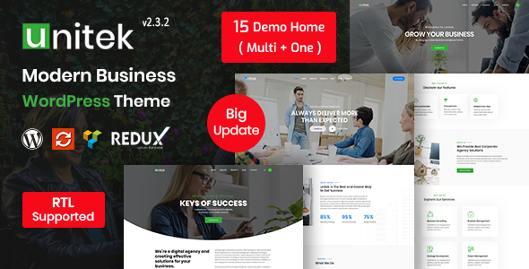 Looking to elevate your business website game? Look no further because the Unitek - Business WordPress Theme is here to save the day! This top-notch theme is designed to help you create a sleek