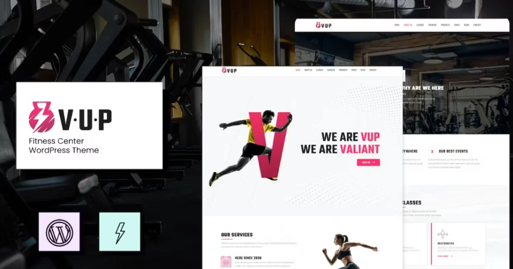 Elevate your fitness center's online presence with VUP – the ultimate WordPress theme for gyms