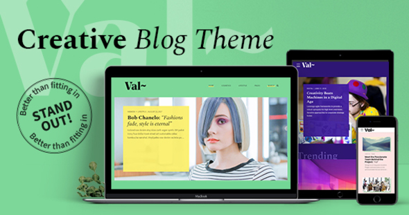 Val WordPress Theme for blog and blogging is designed to work for all kinds of blogs: personal blog