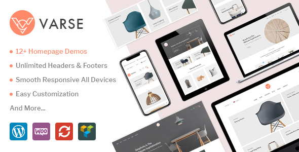 Varse is unique design WordPress theme for a furniture store