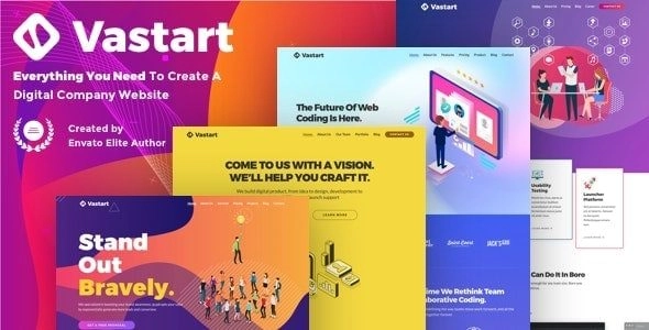 Build your digital company's website effortlessly with Vastart! Unique designs