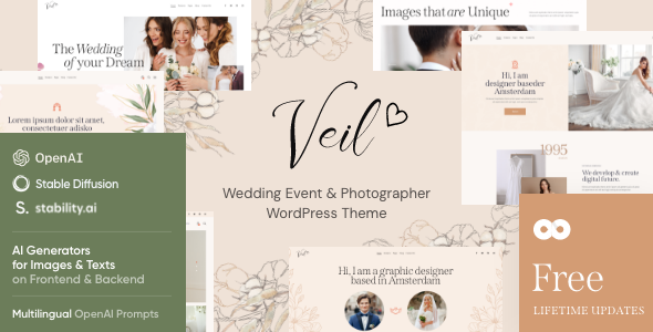 Create a stunning wedding photography website with Veil - an elegant