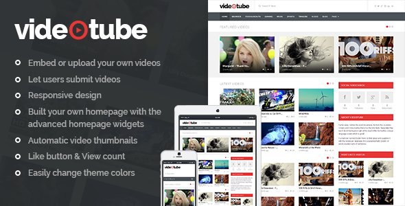 Have you ever wanted to collect and share your favorite videos online? Interested in uploading your own work to broadcast across the web? Videotube is here for you. A Responsive Video WordPress Theme Whether you’re embedding preexisting videos from giants like Youtube