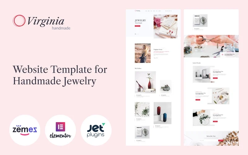 A simple and neat Virginia website template for handmade jewelry would become your tool for art businesses and an excellent way to be closer to users. This theme gives your prospects a way to know what services or products you trade and how to reach you. Virginia template allows you…