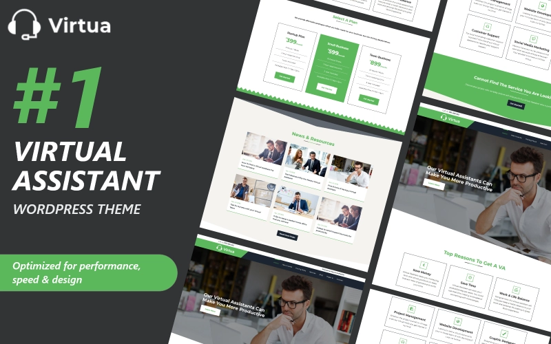 Virtua is a WordPress Theme for Virtual Assistants. It comes with tons of options and almost unlimited customization options. It is easy to customize with powerful theme options which allow you to make several adjustments for your website including color