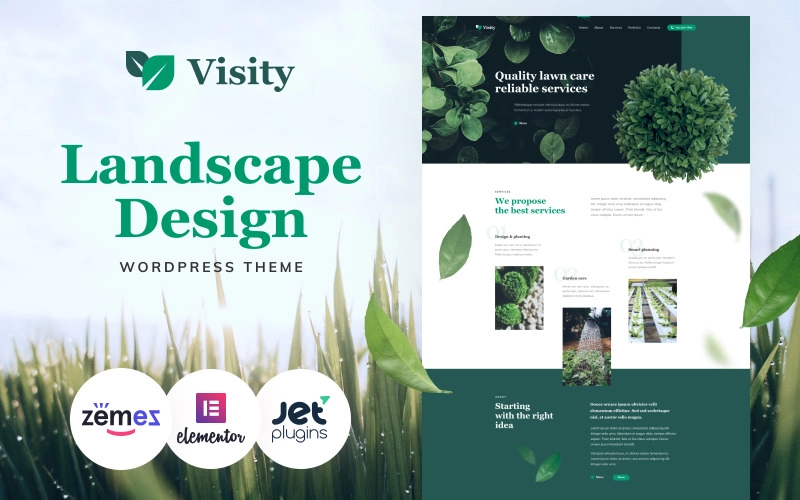 Looking for a fresh site to present your landscape design assistance? Then pay attention to the white-green Visity landscape design WordPress template with the needed page set. This theme will be useful for designers