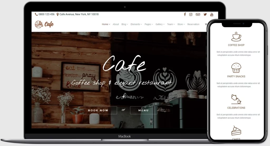 Find a perfect ingredient for a website perfection with Cafe WordPress theme! This delicious WordPress theme