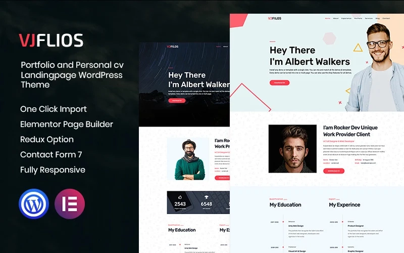 Vjflios – Portfolios and Personal CV Landingpage WordPress is a clean