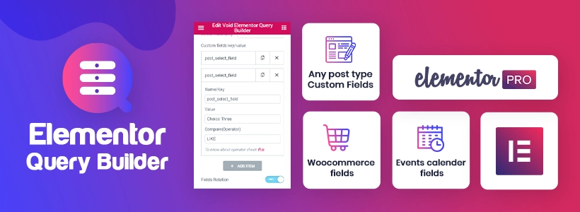 Query Builder For Elementor Pro's Posts widget and Portfolio widget. For example Query with ACF field values.