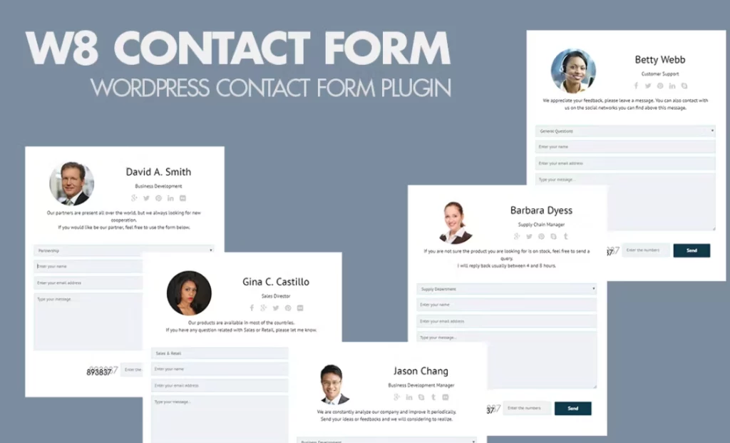 W8 Contact Form for WordPress is one of the most flexible Contact Form plugin with multiple recipients