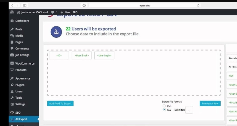 WP All Export Pro – Users let you Export all WordPress user data such as Email addresses