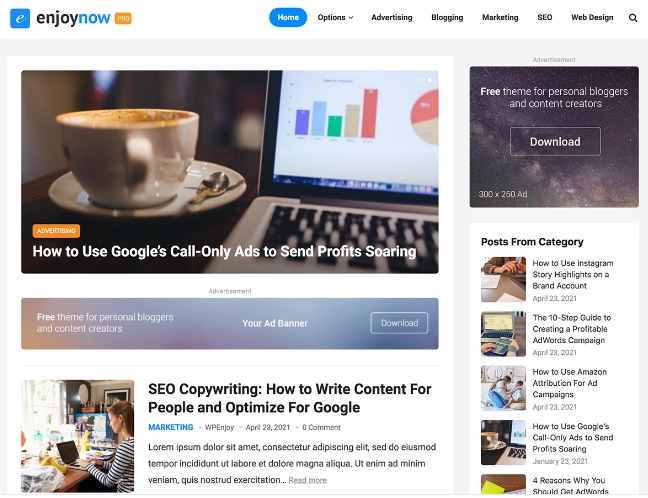 EnjoyNow Pro is a modern and clean WordPress theme for content-based blogs and websites. It provides a magnificent showcase for your content