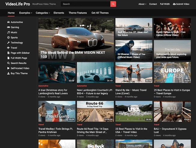 VideoLife Pro is a responsive and mobile-friendly WordPress video theme that allows you to publish videos from various sources. If you are going to build a video sharing site