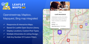 WP Leaflet Maps Pro is the most advanced and easy to use WordPress maps plugin based on leaflet.js which is the most popular open-source j?vascript library for interactive maps.