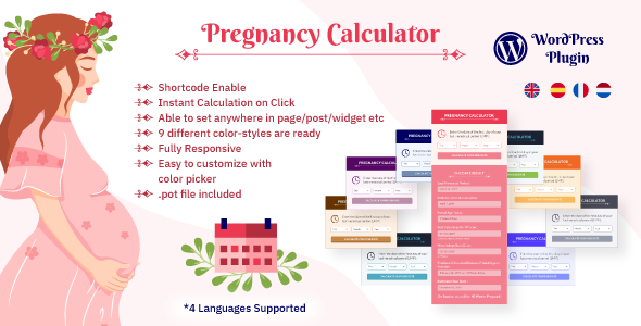 This WP Pregnancy Calculator plugin allows users to display an estimation of schedule along with pregnancy related informations based on the provided date.