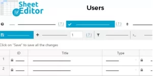 Display all users in a spreadsheet. Edit user profiles like name